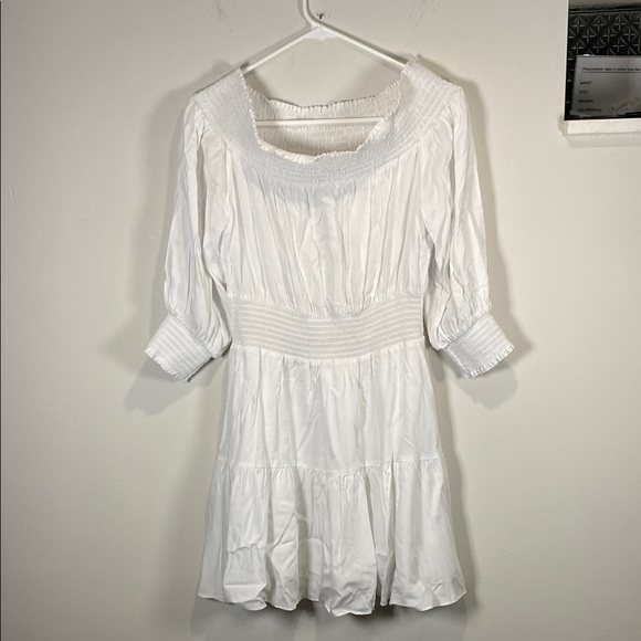 Gianni Bini Dresses & Skirts - Gianni Bini White Off shoulders Sundress with Cuffed 3/4 Sleeves